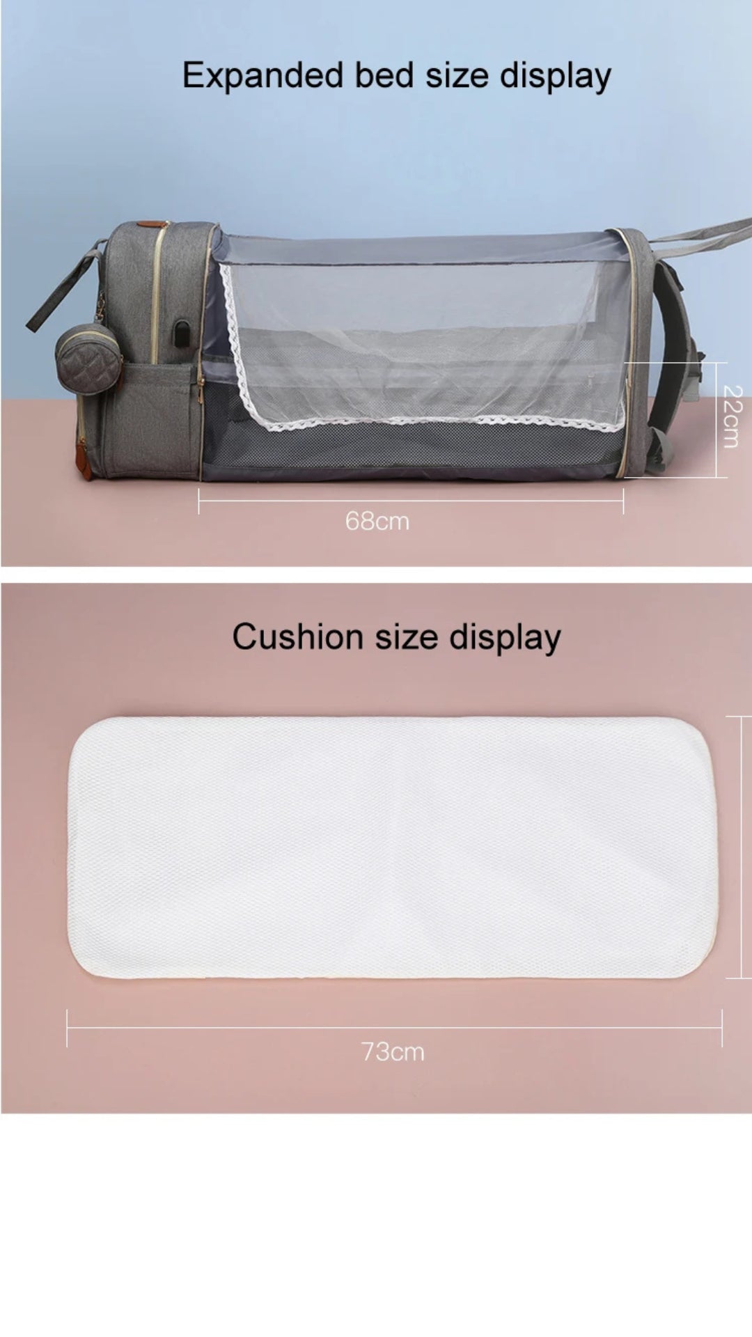 Sac de maternité de grande capacité avec tente pare-soleil